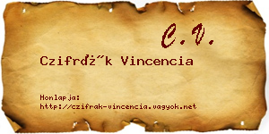 Czifrák Vincencia névjegykártya